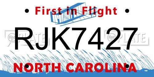 RJK7427 North Carolina License Plate