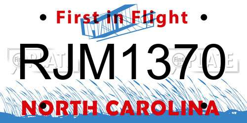 RJM1370 North Carolina License Plate