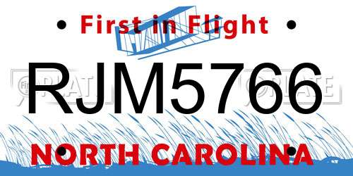 RJM5766 North Carolina License Plate