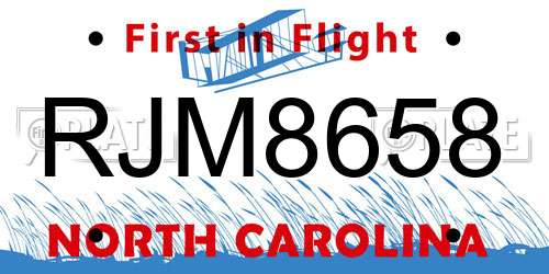 RJM8658 North Carolina License Plate