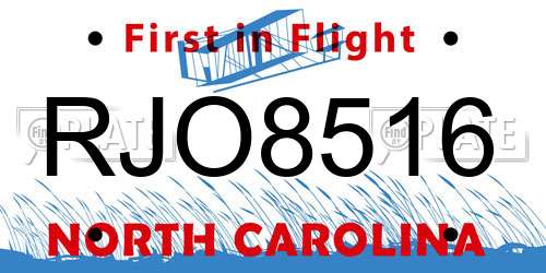 RJO8516 North Carolina License Plate
