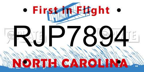 RJP7894 North Carolina License Plate