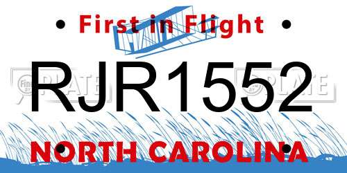 RJR1552 North Carolina License Plate