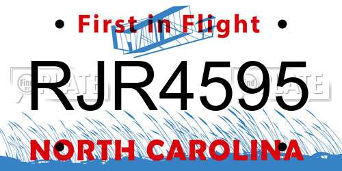 RJR4595 North Carolina License Plate