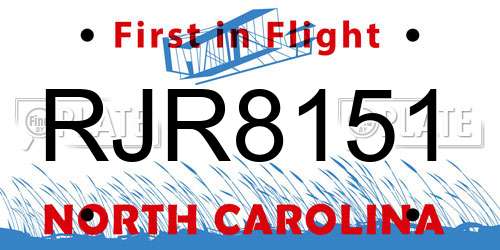 RJR8151 North Carolina License Plate