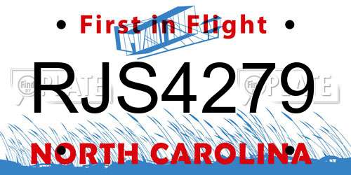 RJS4279 North Carolina License Plate