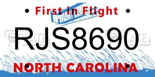 RJS8690 North Carolina License Plate