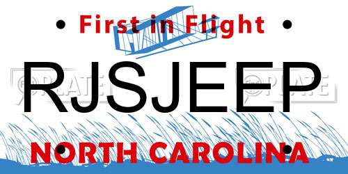 RJSJEEP North Carolina License Plate
