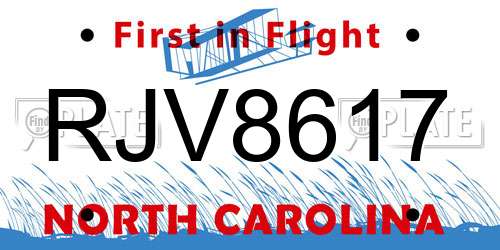 RJV8617 North Carolina License Plate