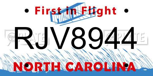 RJV8944 North Carolina License Plate