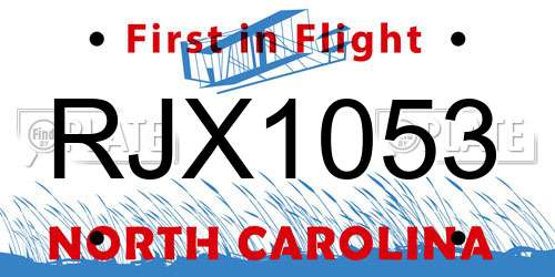 RJX1053 North Carolina License Plate