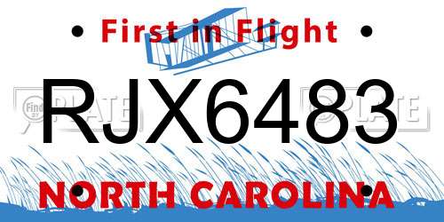 RJX6483 North Carolina License Plate