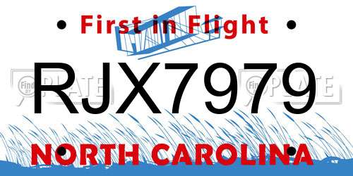 RJX7979 North Carolina License Plate