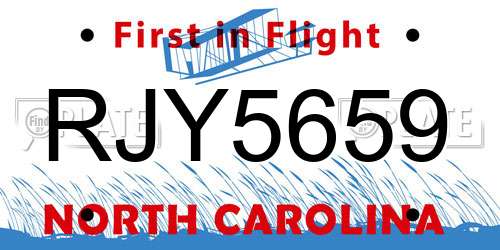 RJY5659 North Carolina License Plate
