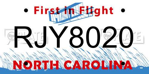RJY8020 North Carolina License Plate