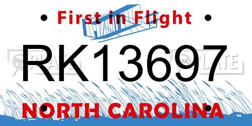 RK13697 North Carolina License Plate