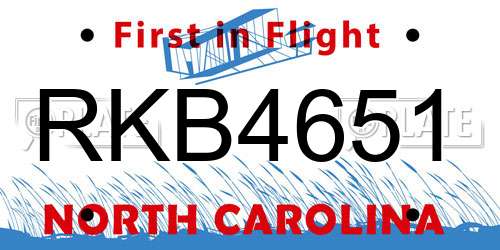RKB4651 North Carolina License Plate