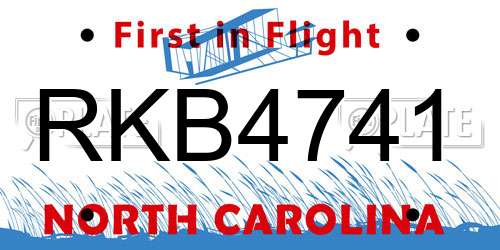 RKB4741 North Carolina License Plate