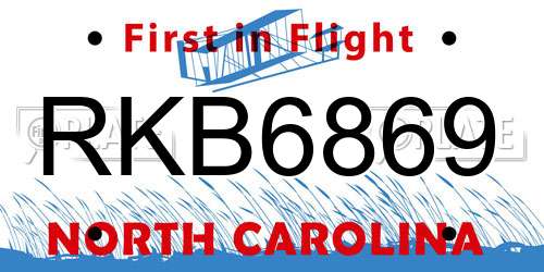 RKB6869 North Carolina License Plate