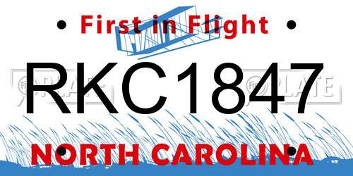 RKC1847 North Carolina License Plate