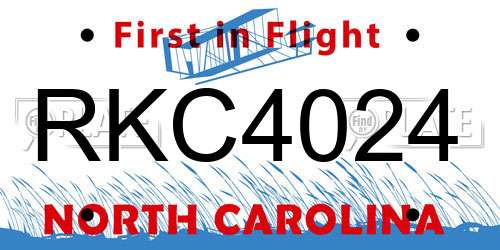 RKC4024 North Carolina License Plate