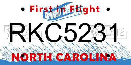 RKC5231 North Carolina License Plate