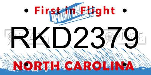 RKD2379 North Carolina License Plate