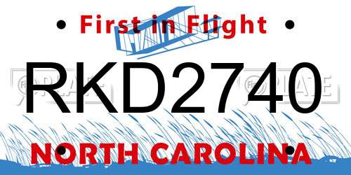 RKD2740 North Carolina License Plate