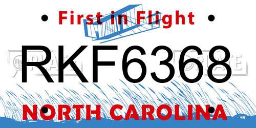 RKF6368 North Carolina License Plate