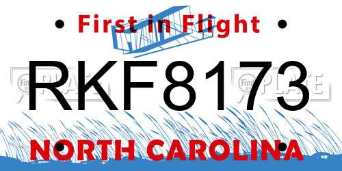 RKF8173 North Carolina License Plate