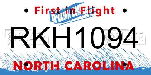 RKH1094 North Carolina License Plate