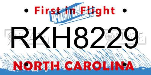 RKH8229 North Carolina License Plate