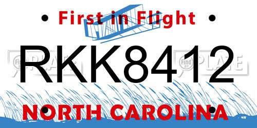 RKK8412 North Carolina License Plate