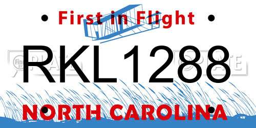 RKL1288 North Carolina License Plate