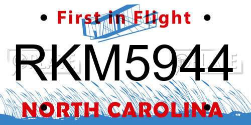 RKM5944 North Carolina License Plate