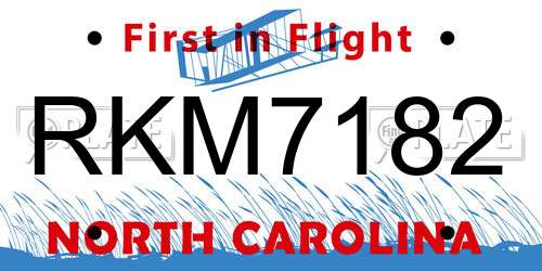 RKM7182 North Carolina License Plate