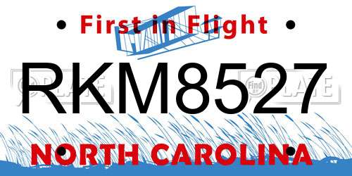 RKM8527 North Carolina License Plate