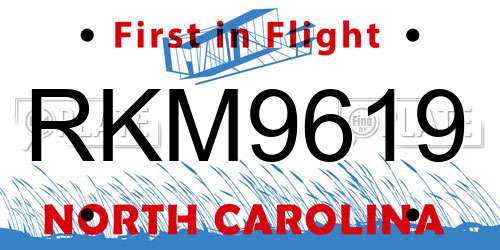RKM9619 North Carolina License Plate