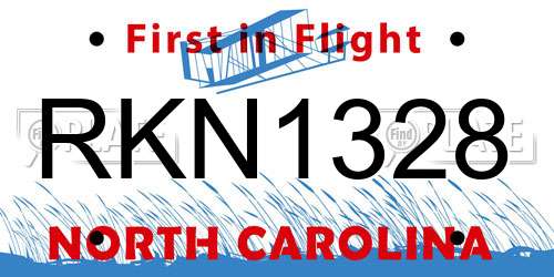 RKN1328 North Carolina License Plate