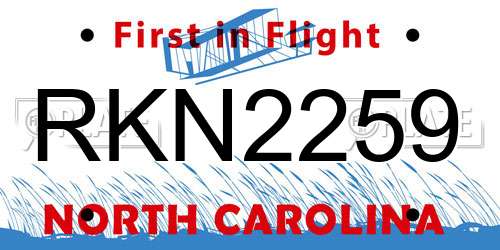 RKN2259 North Carolina License Plate