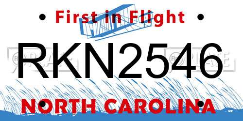 RKN2546 North Carolina License Plate