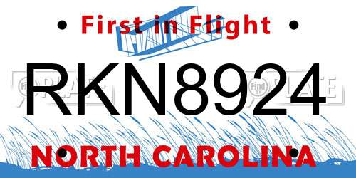 RKN8924 North Carolina License Plate