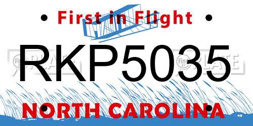 RKP5035 North Carolina License Plate