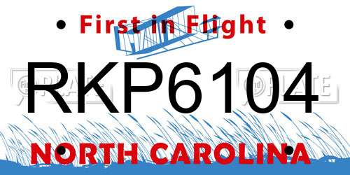 RKP6104 North Carolina License Plate