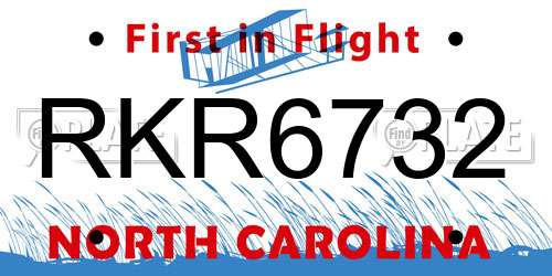 RKR6732 North Carolina License Plate