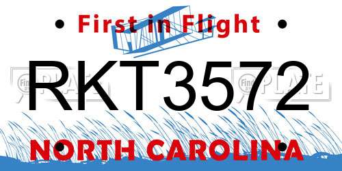 RKT3572 North Carolina License Plate