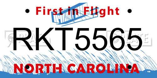 RKT5565 North Carolina License Plate