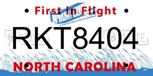 RKT8404 North Carolina License Plate