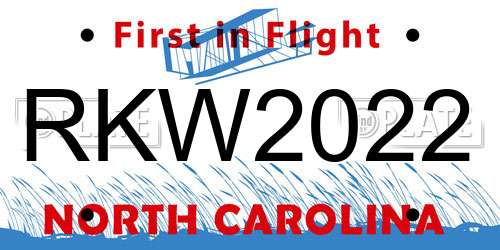 RKW2022 North Carolina License Plate