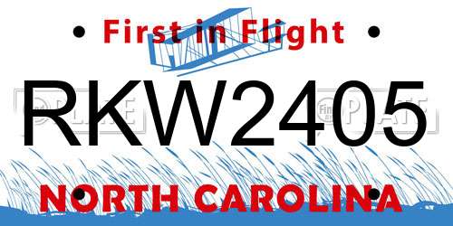 RKW2405 North Carolina License Plate